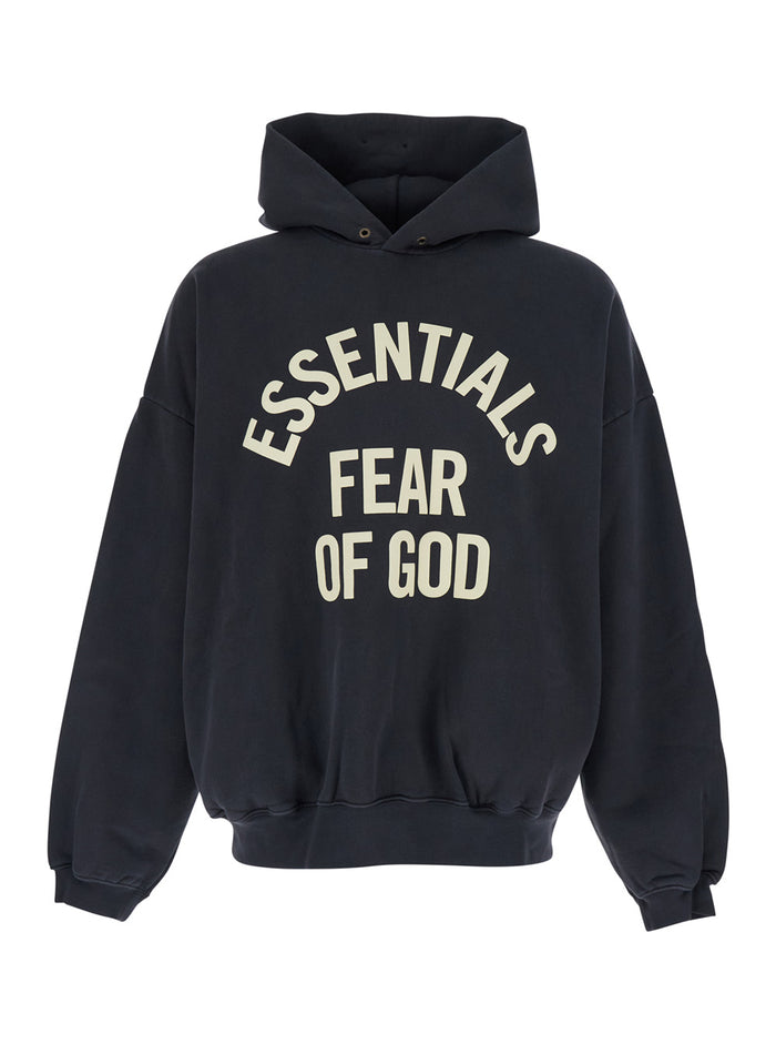 Hoodie Campus 90s Essentials - Black With Kangaroo Pocket And Long Sleeves In Cotton Men Sweatshirts