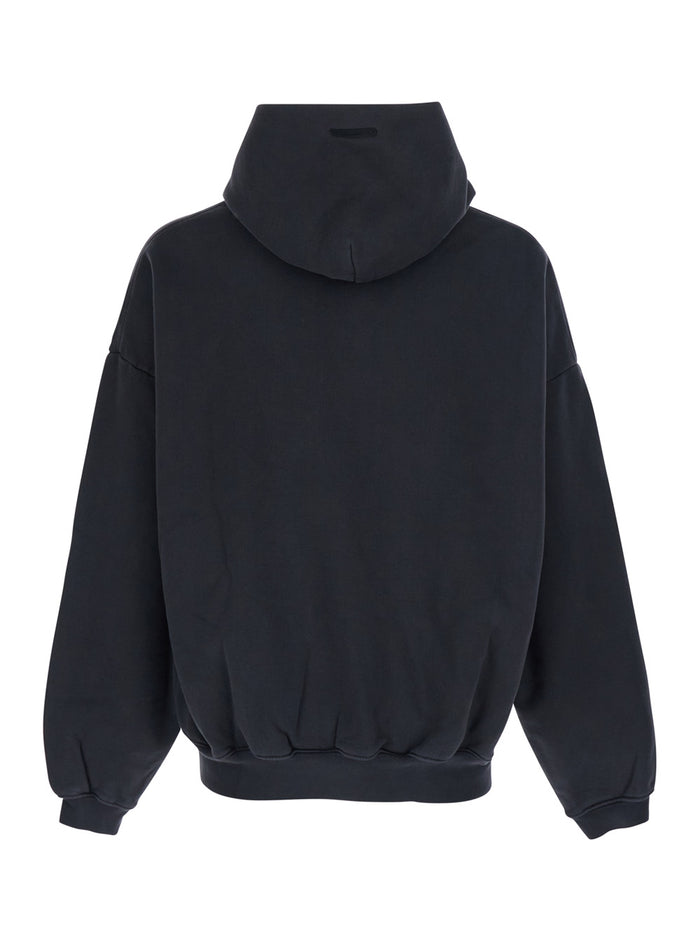 Hoodie Campus 90s Essentials - Black With Kangaroo Pocket And Long Sleeves In Cotton Men Sweatshirts