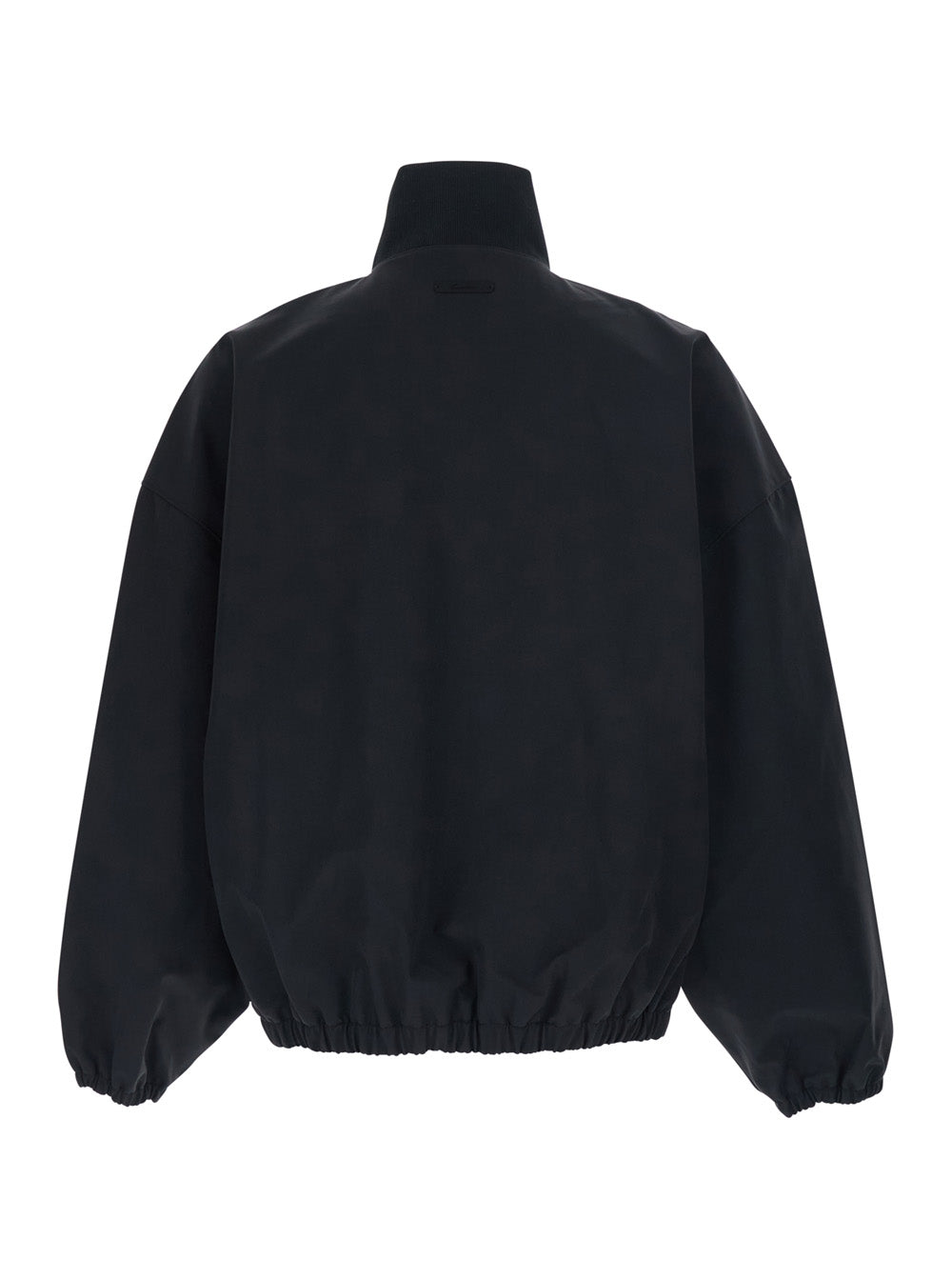Mens SIGNATURE FULL ZIP TRACK JACKET ESSENTIALS Black Hoodie with Nylon Front Spandex Sweatshirts
