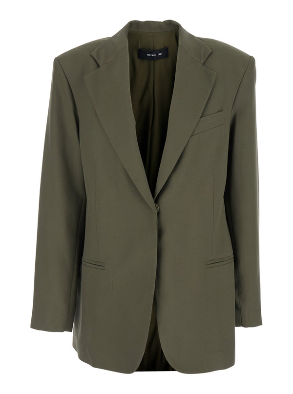 Single-Breasted Jacket Green Blazers