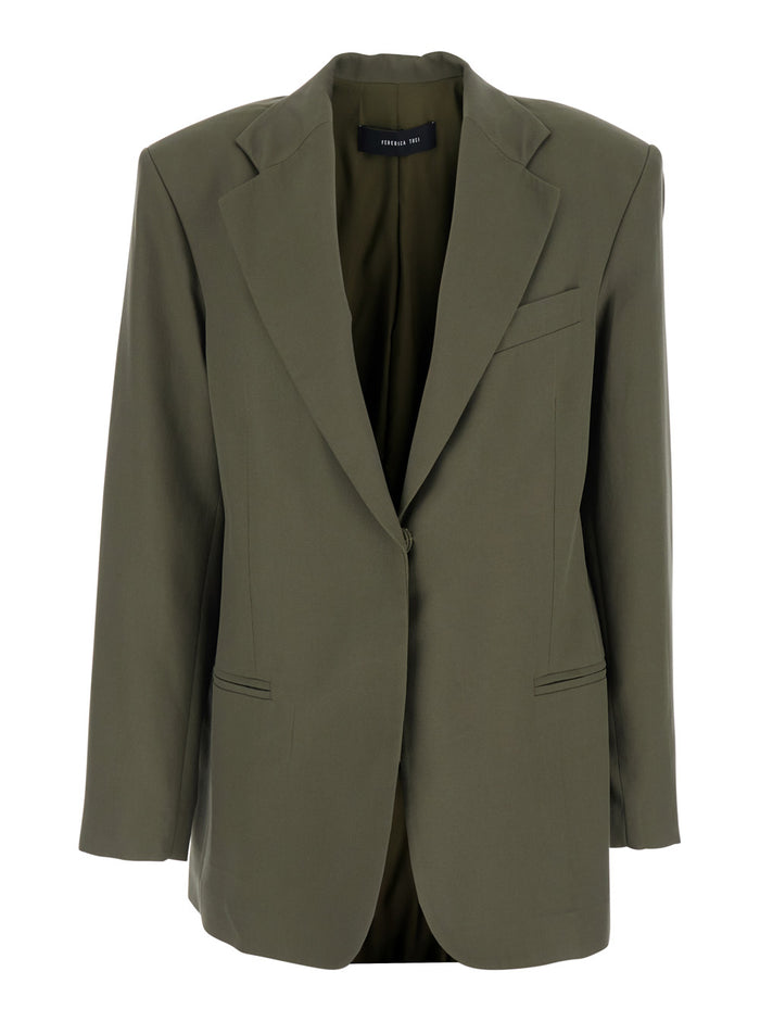 Single-breasted jacket with notched revers in green for women Blazers