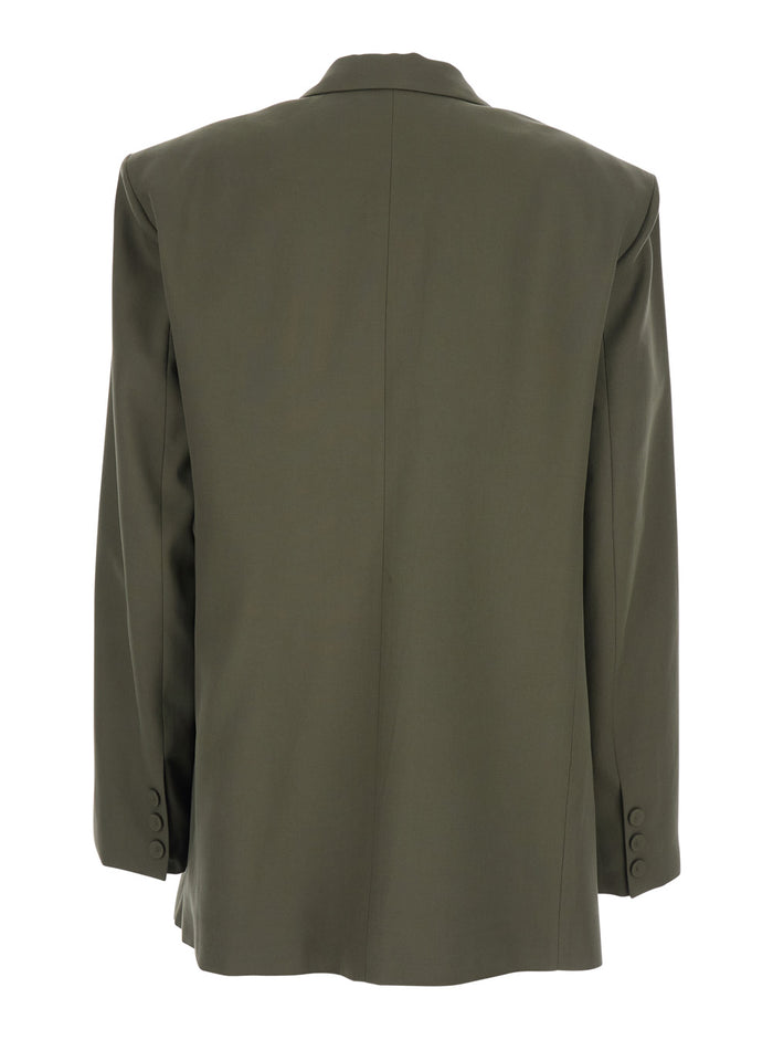 Single-breasted jacket with notched revers in green for women Blazers