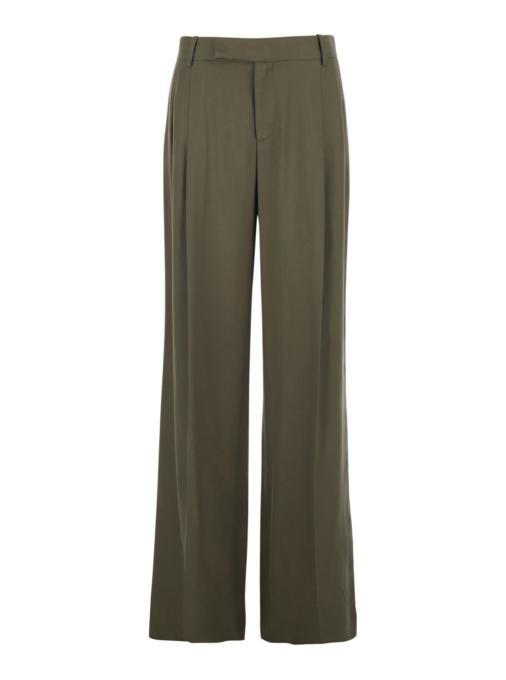 Green Pants with Two Side Pockets in Womens Fabric Trousers
