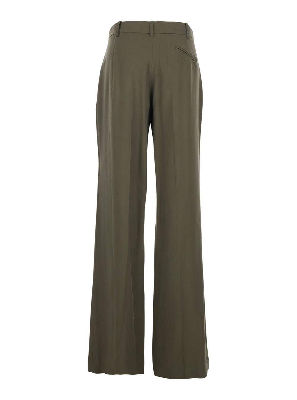 Green Pants with Two Side Pockets in Womens Fabric Trousers