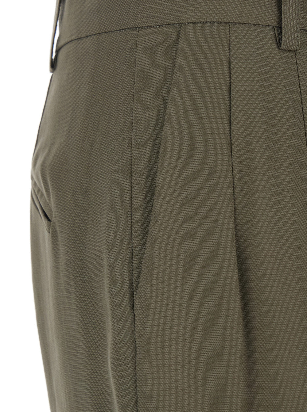 Green Pants with Two Side Pockets in Womens Fabric Trousers
