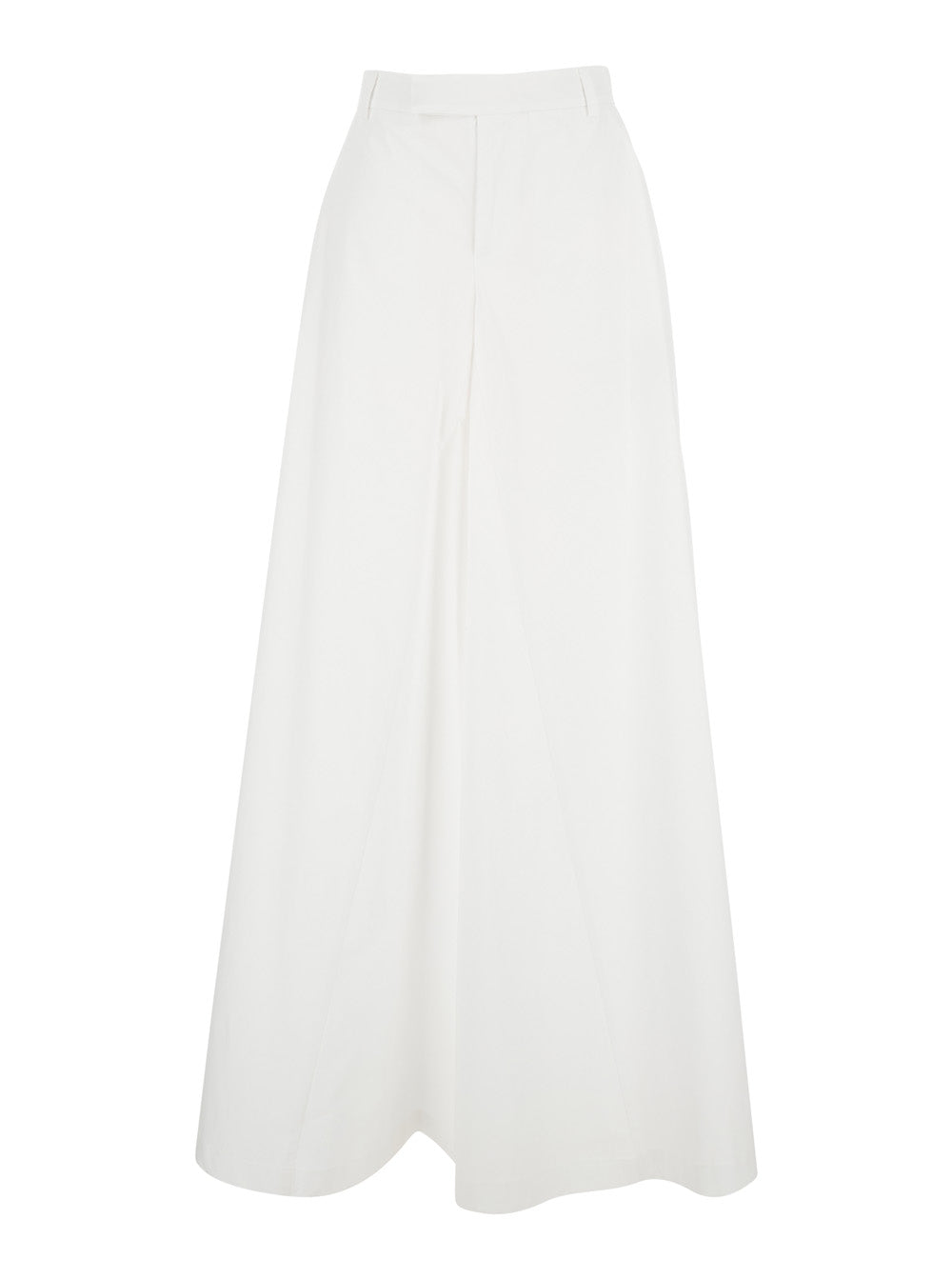 Five-Pocket Wide Pants in Popeline White Trousers