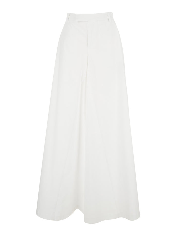 Five-Pocket Wide Pants in Popeline White Trousers