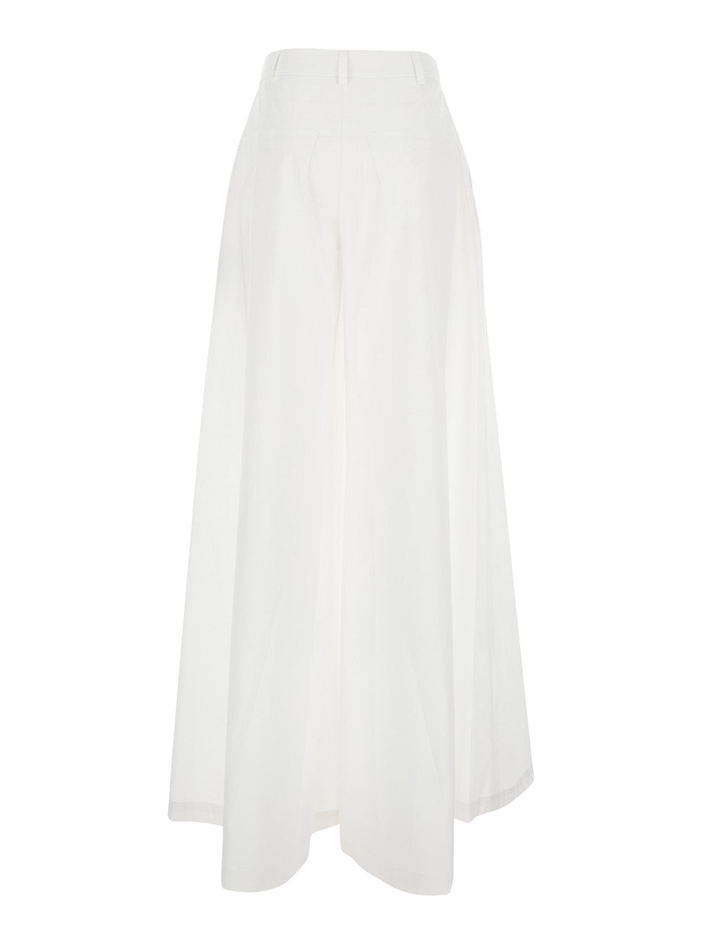Five-Pocket Wide Pants in Popeline White Trousers