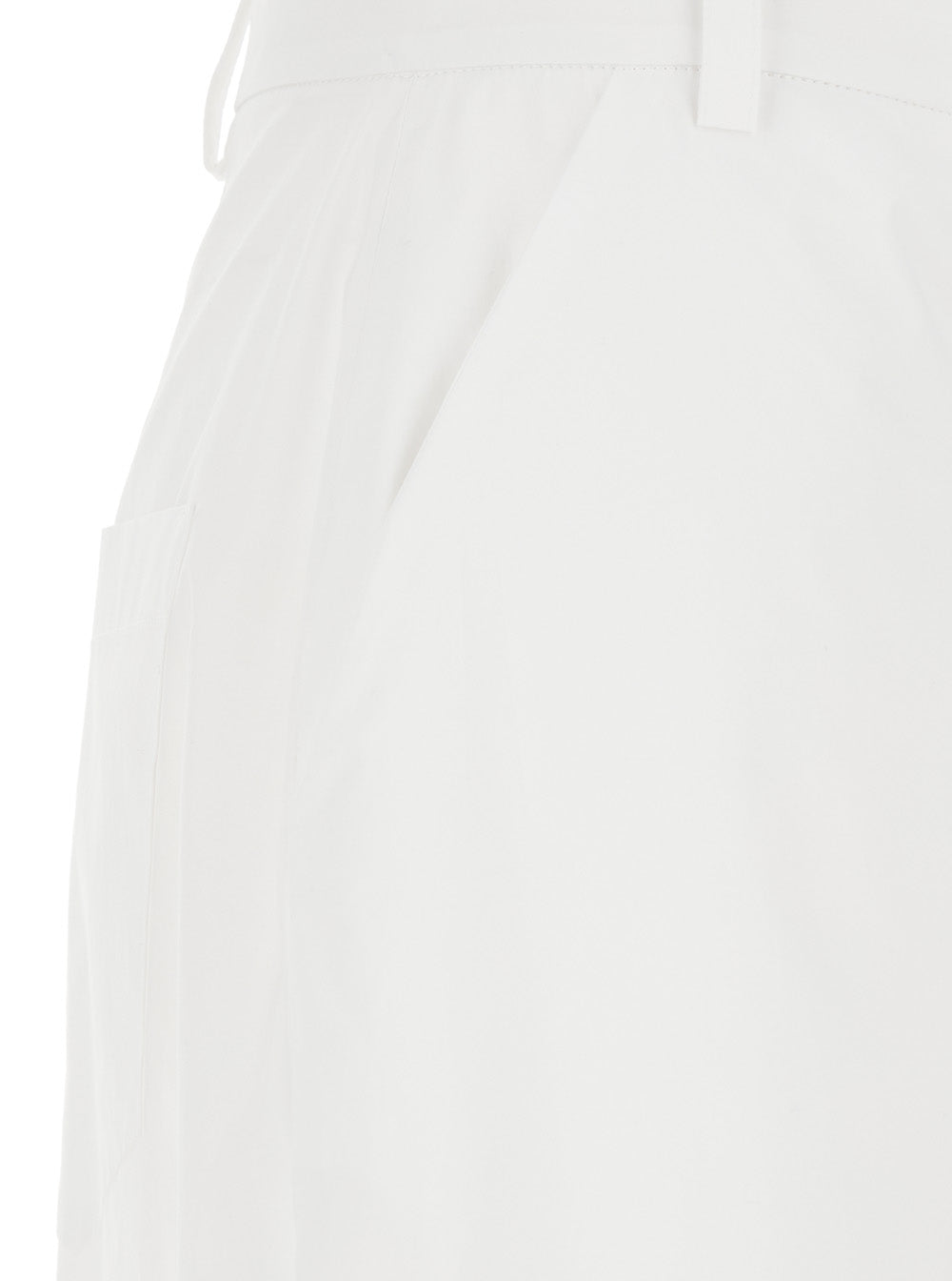 Five-Pocket Wide Pants in Popeline White Trousers