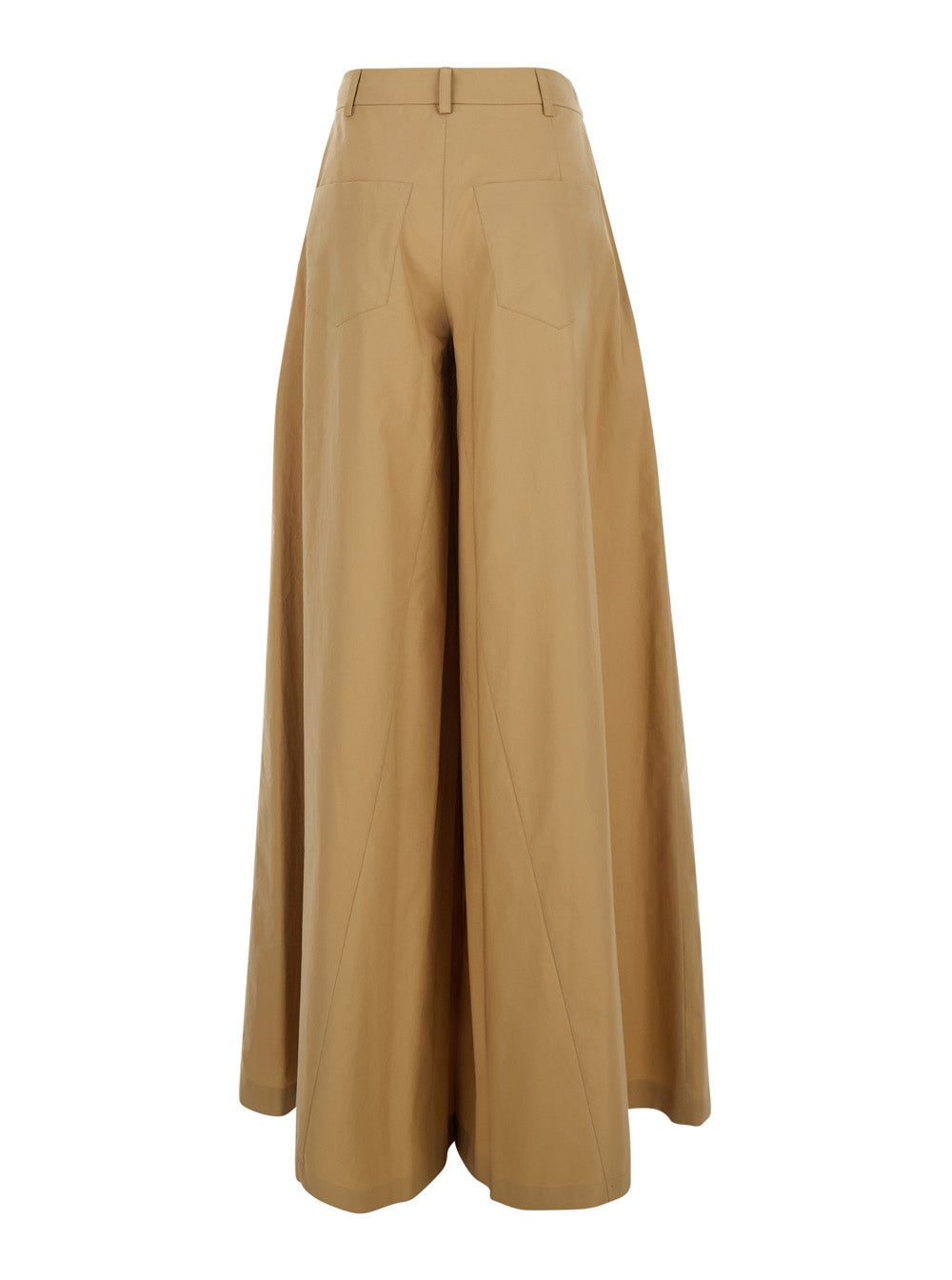 Beige Pants With Wide-Leg And High-Waiste In Cotton Women Trousers