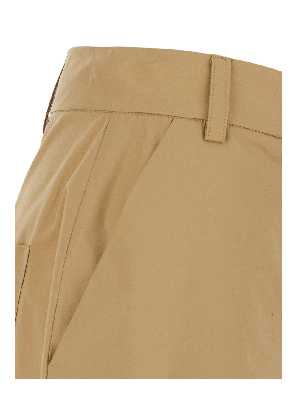 Beige Pants With Wide-Leg And High-Waiste In Cotton Women Trousers