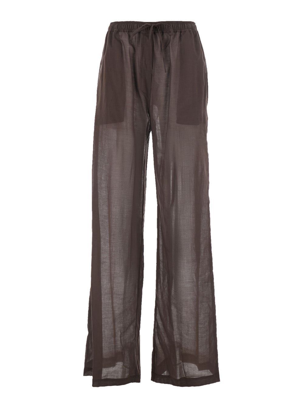 High-Waisted COTTON MUSLIN Brown Pants with Pockets for Women Trousers