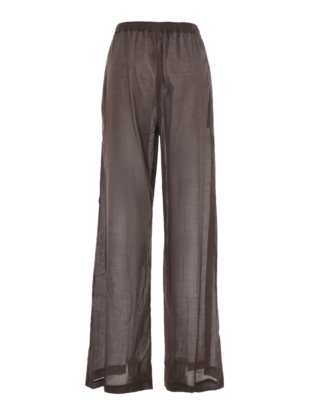 High-Waisted COTTON MUSLIN Brown Pants with Pockets for Women Trousers