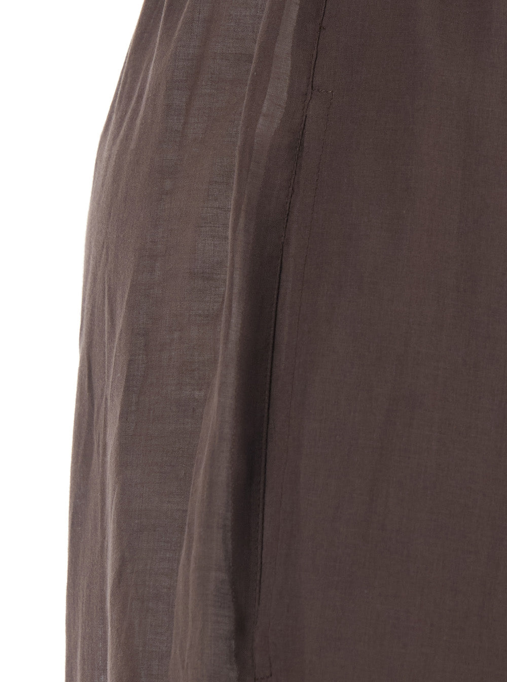 High-Waisted COTTON MUSLIN Brown Pants with Pockets for Women Trousers