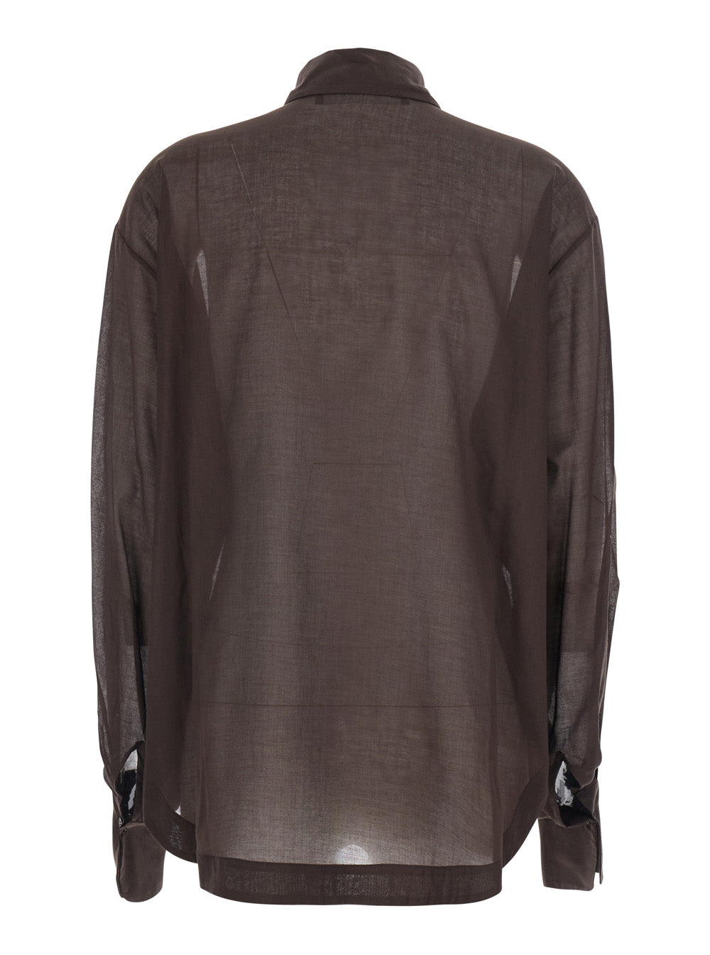 Shirt Cotton Mulsin Brown With Long Sleeves And Traditional Collar For Women Blouses