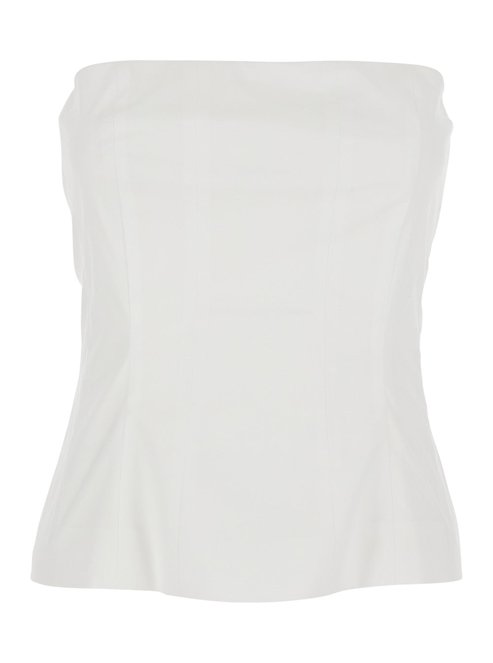 POPELINE COTTON BUSTIER TOP White with Heart Neckline and Adjustable Straps in Women Elastane Tops