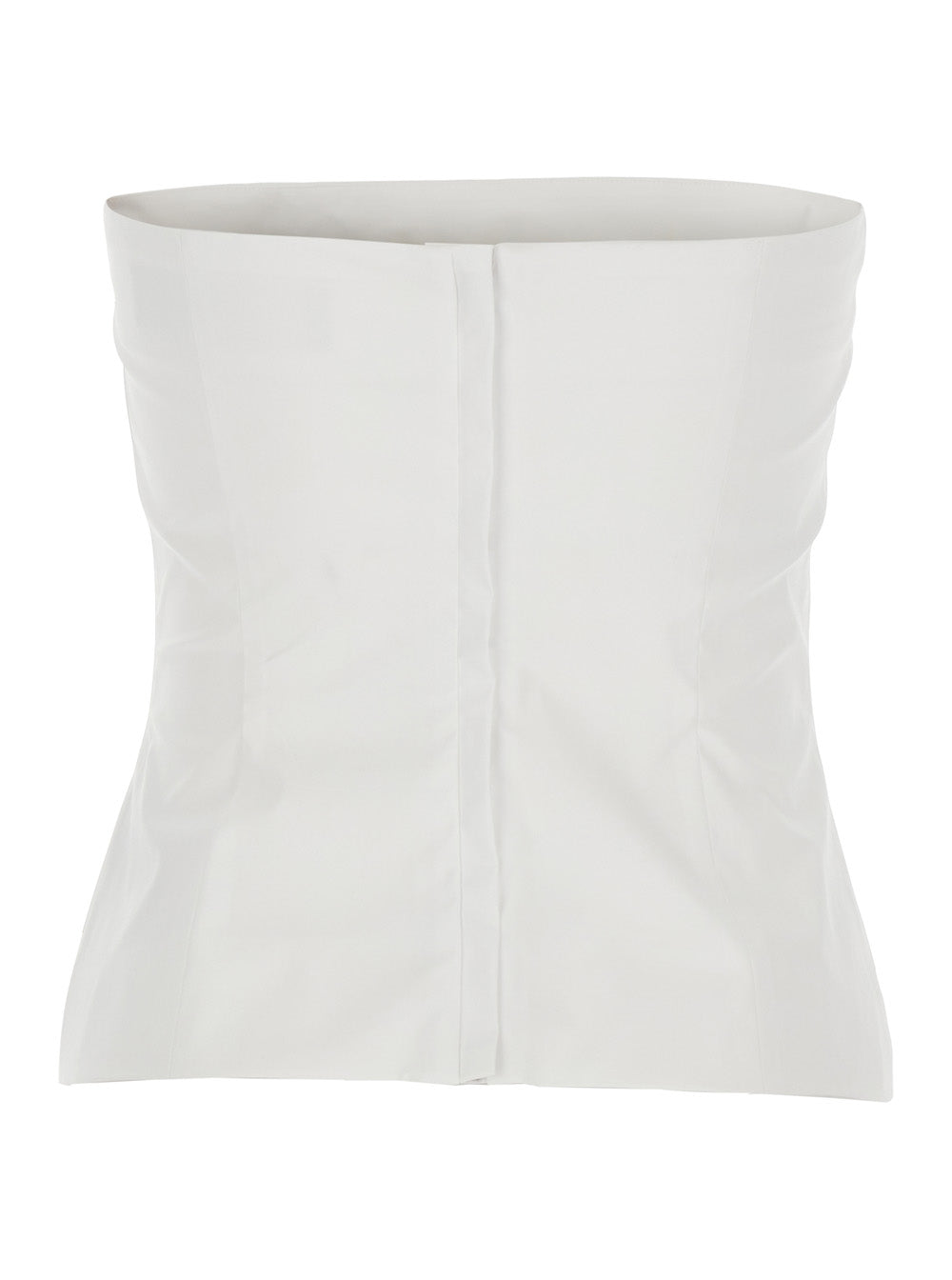 POPELINE COTTON BUSTIER TOP White with Heart Neckline and Adjustable Straps in Women Elastane Tops