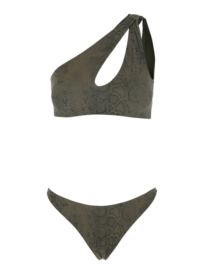 Green Bikini With Floral Print Details Womens Fabric Polyamide Elastane Beachwear
