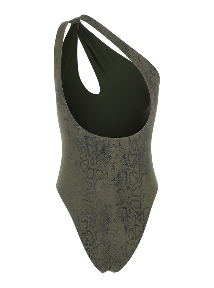 One Piece Swimsuit Green - One-Piece With Thin Straps Fabric Women Polyamide Elastane Beachwear