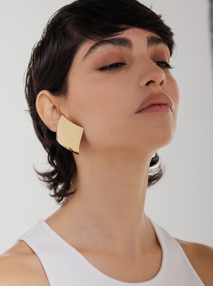 Emily Earrings with Gold Detail in Metal Metallic