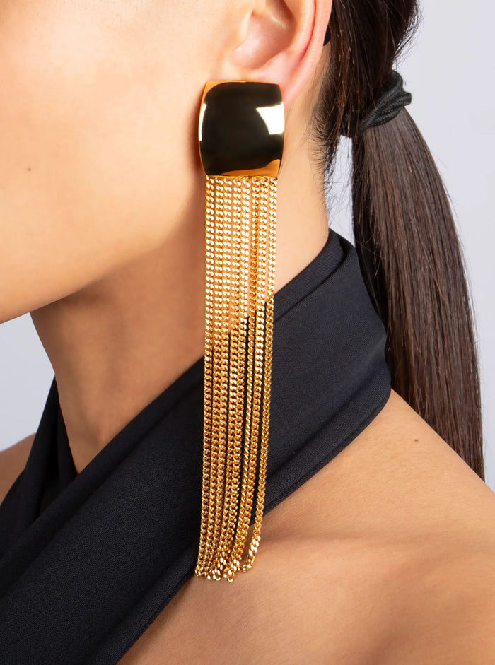 Earrings Julie Long In Gold Metal Metallic