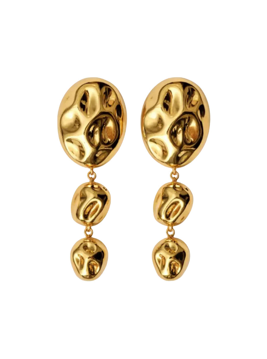 Stone Drop Earrings, Metallic Metal