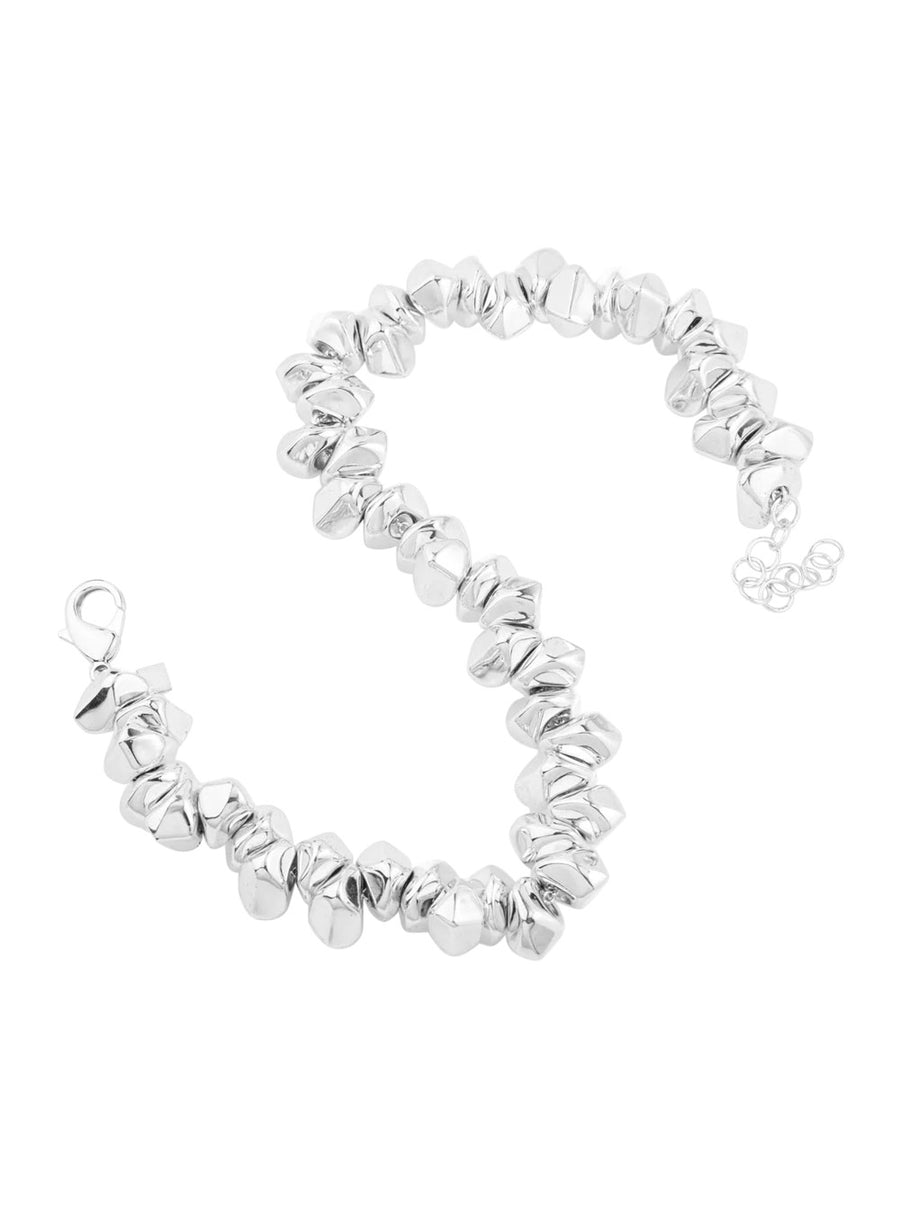 Necklace Lace Small Stone Silver Metal Metallic Necklaces
