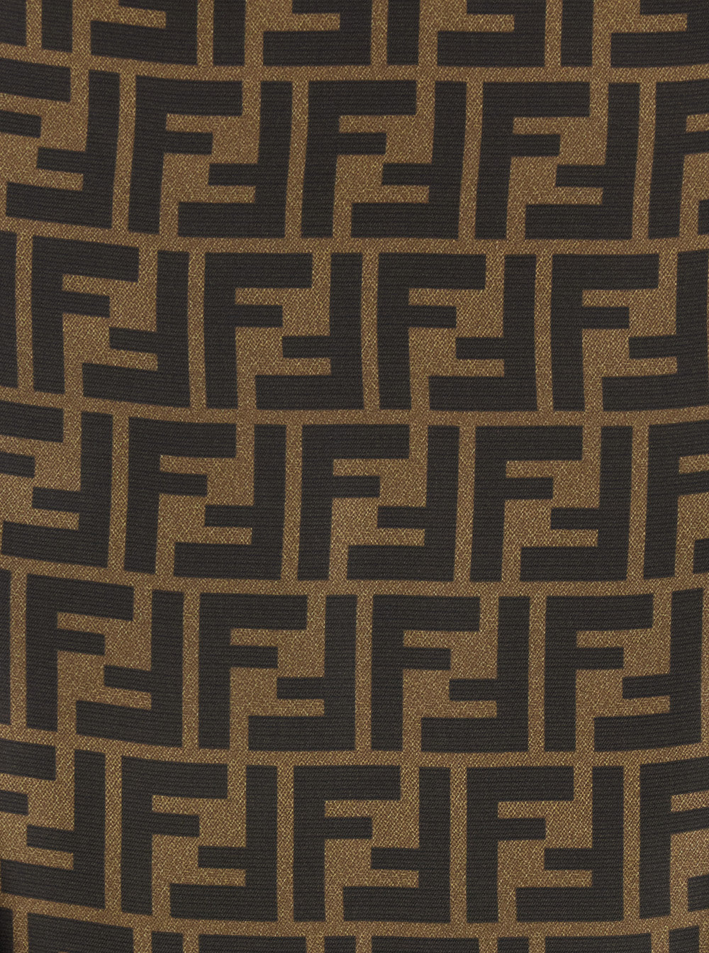 Brown Midi Flared Skirt With Ff Motif All-Over For Silk Women