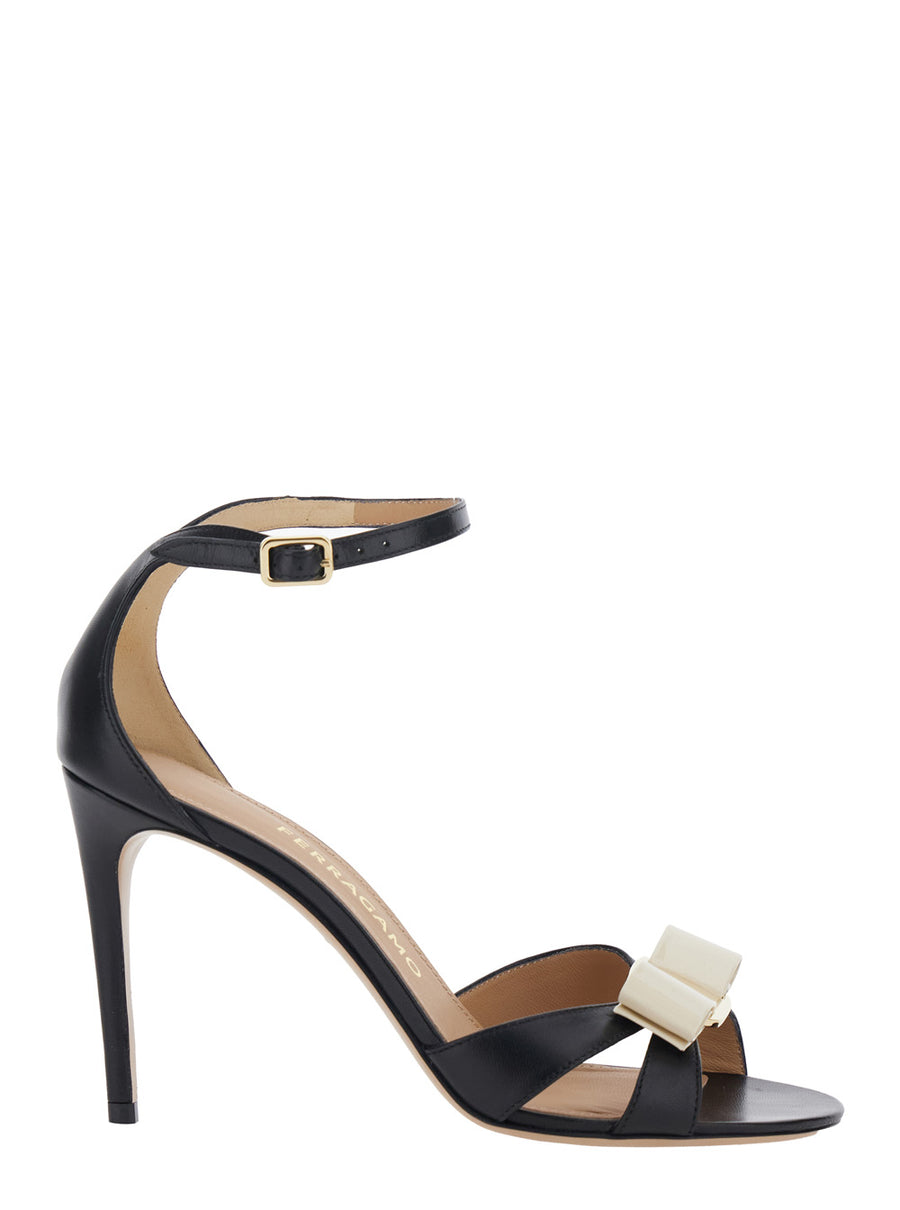 Heeled Sandal Vara Black Leather Goat