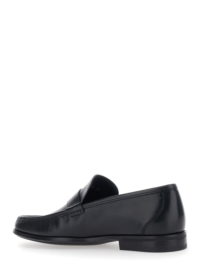 Caspian Black Loafers with Gancino Plaque on the Side in Leather Man Calf