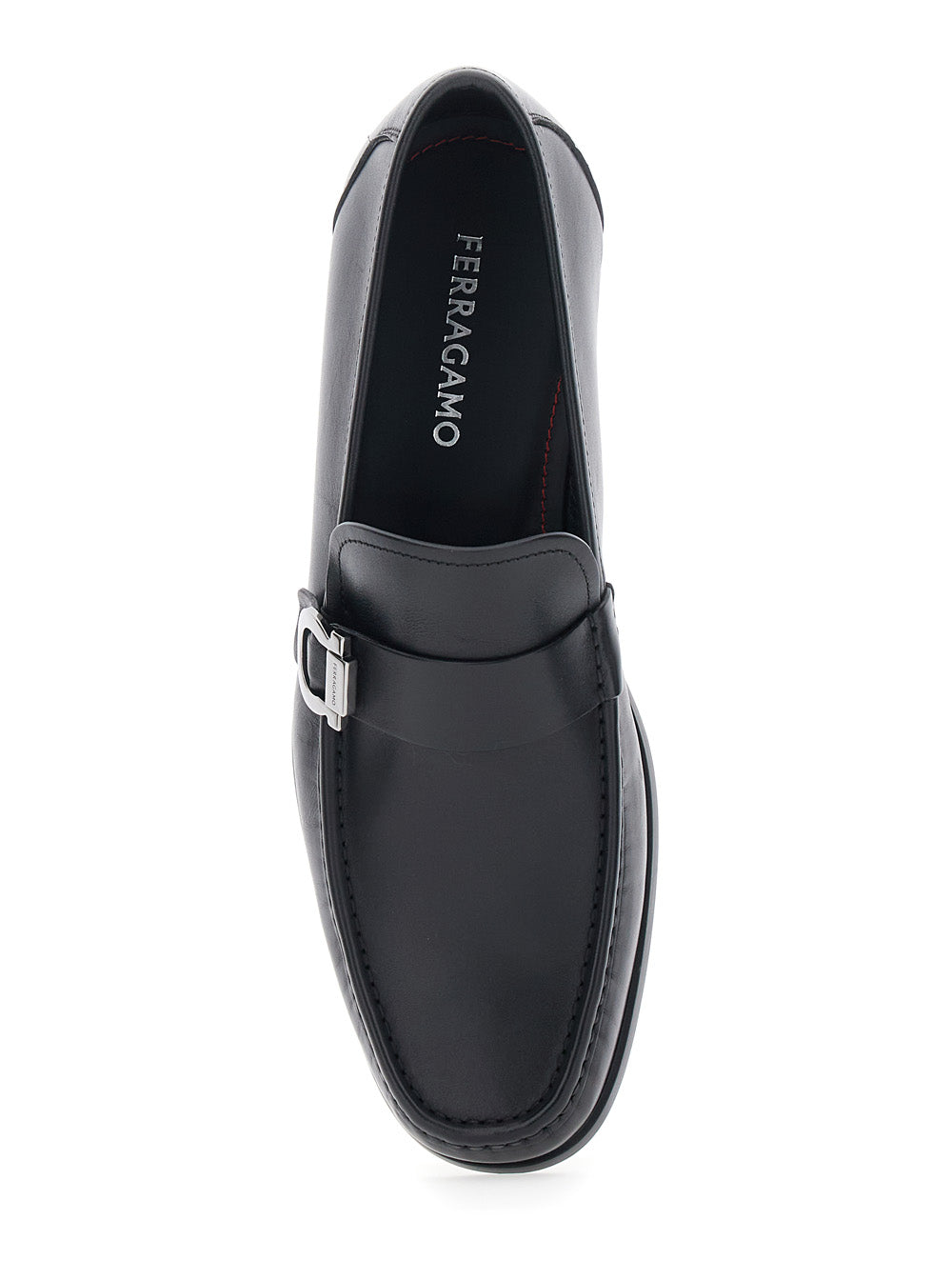 Caspian Black Loafers with Gancino Plaque on the Side in Leather Man Calf
