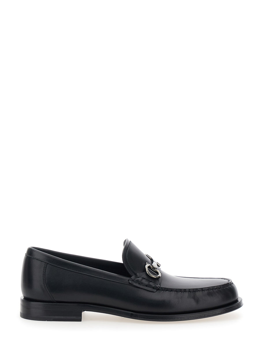 Loafers Gancini Black Leather Calfskin
