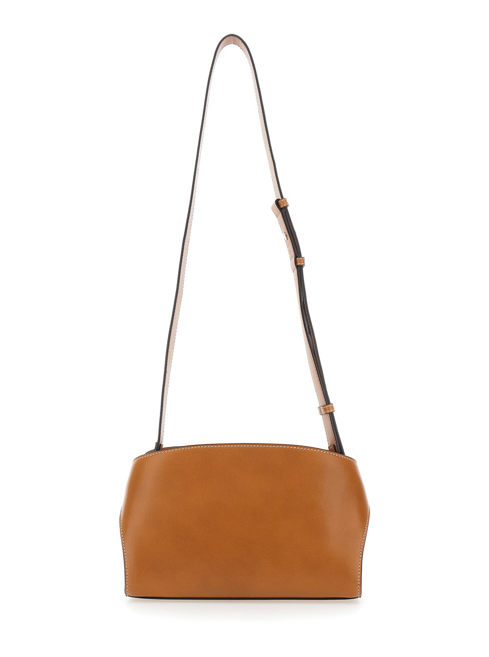 Messenger Hug Brown Crossbody bag with Lettering Logo and Gancini Buckles in Leather Man Lamb
