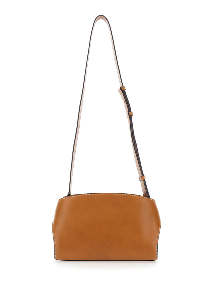 Messenger Hug Brown Crossbody bag with Lettering Logo and Gancini Buckles in Leather Man Lamb