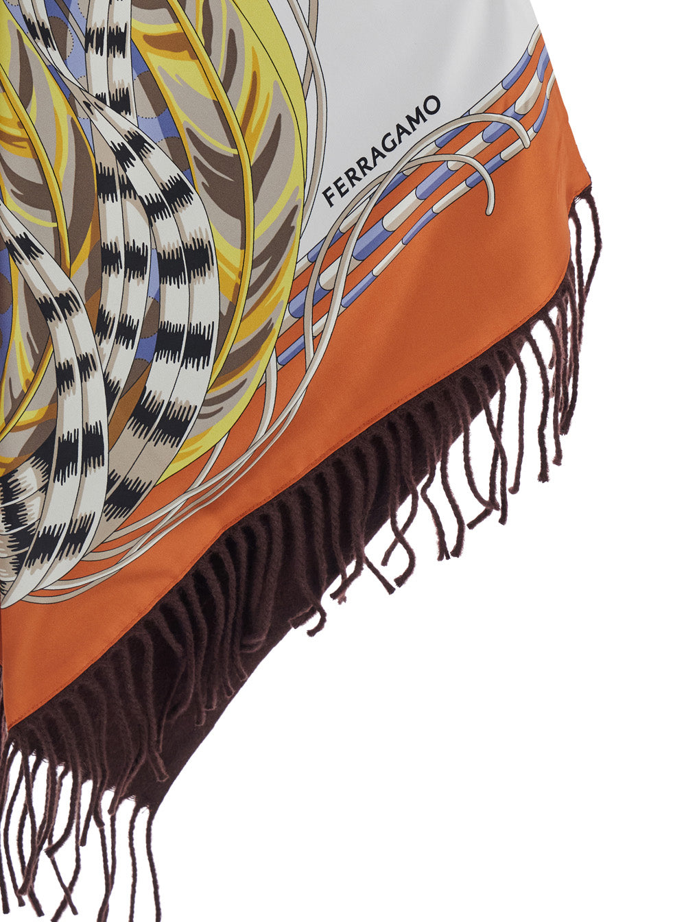 Brown Cape With Fringed Hem In Cashmere And Wool For Women Outerwear