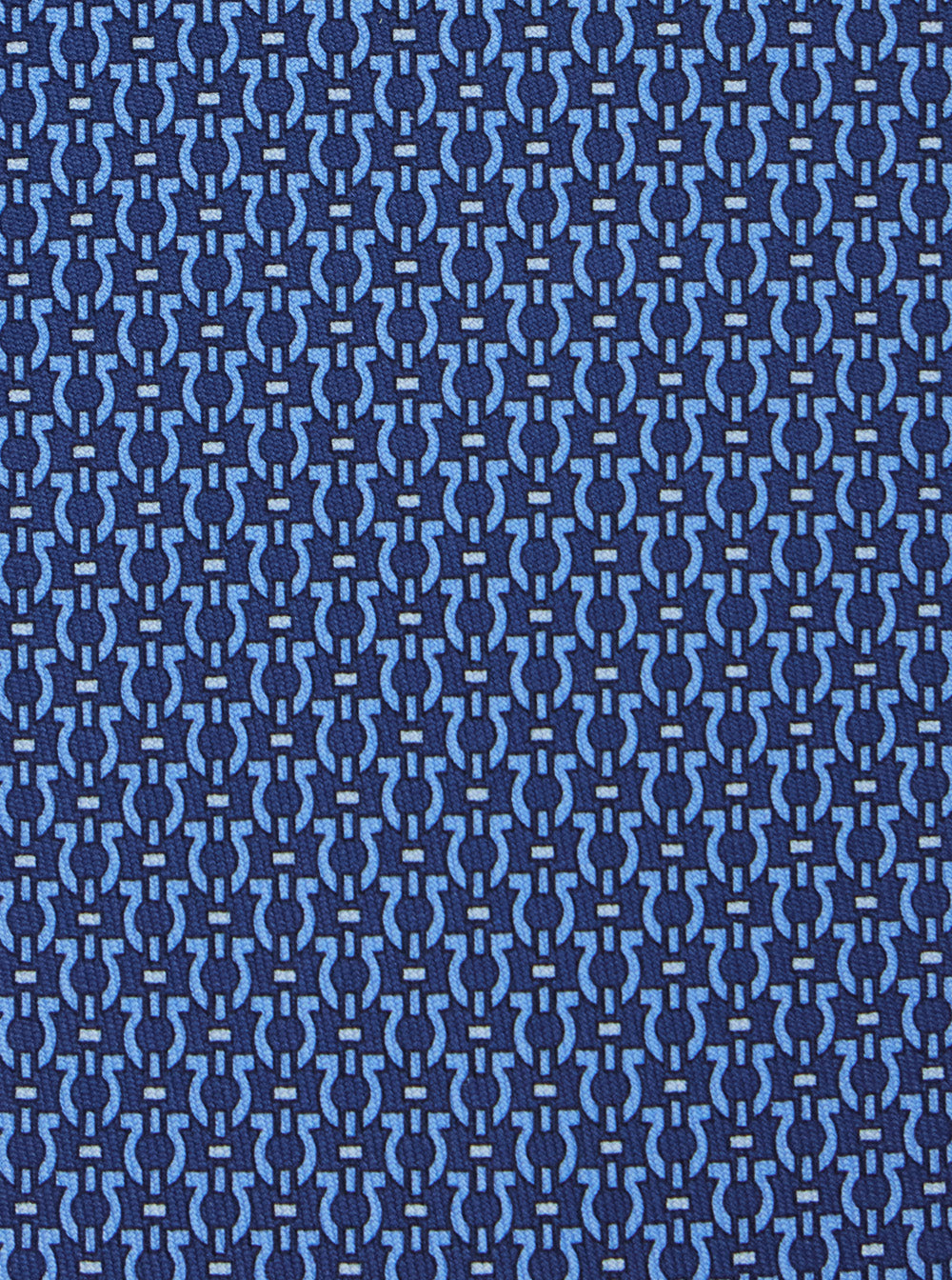 Blue Silk Tie with Knot Closure on the Back and All-Over Gancini Print Man Blu Papillon Ties