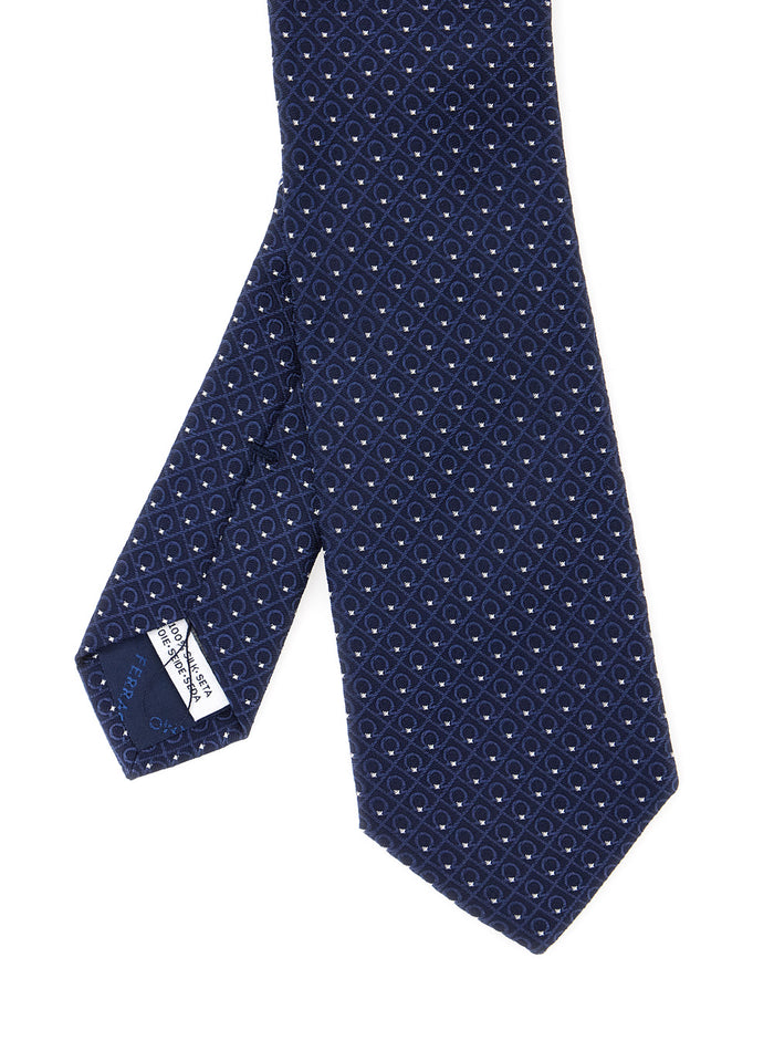 Blue Tie with Geometric Motif in Silk for Men Blu Papillon And Ties