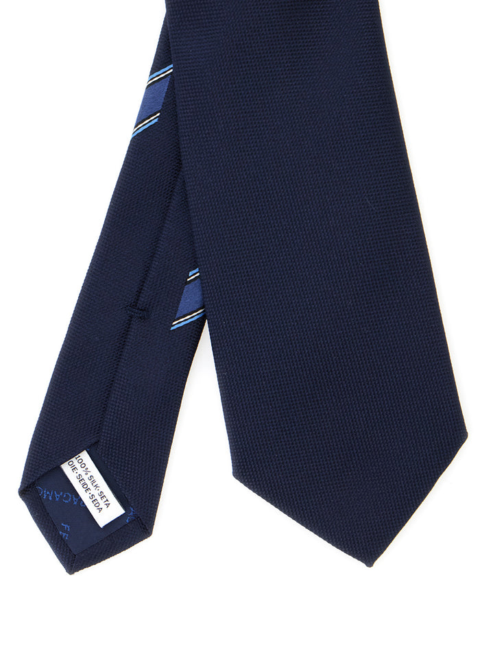 Blue TIe with Logo on the Front in Silk Man Blu Papillon And Ties