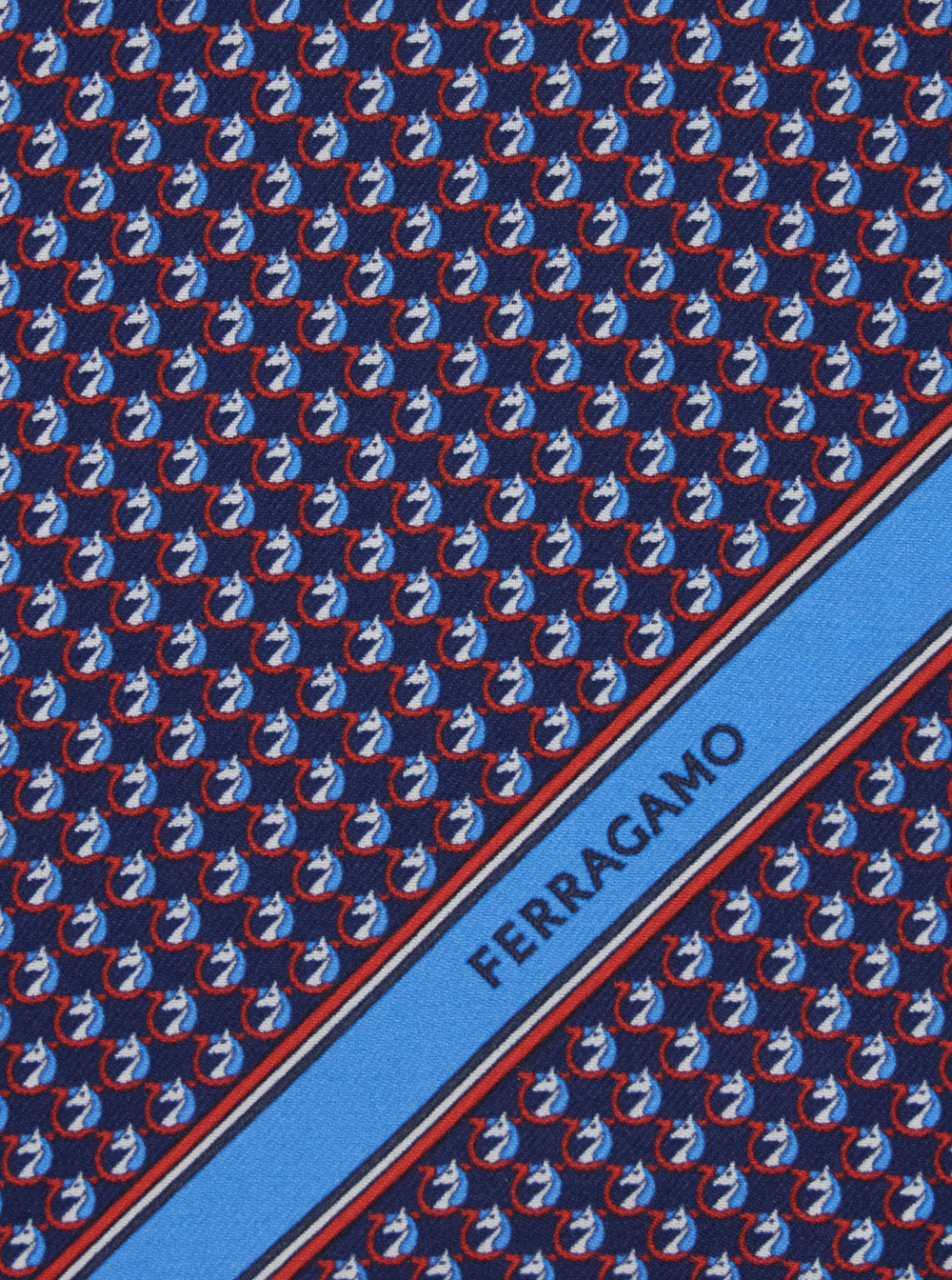 Blue Pocket Square with Gancini Print and Lettering Logo in Silk Man Blu Papillon Ties