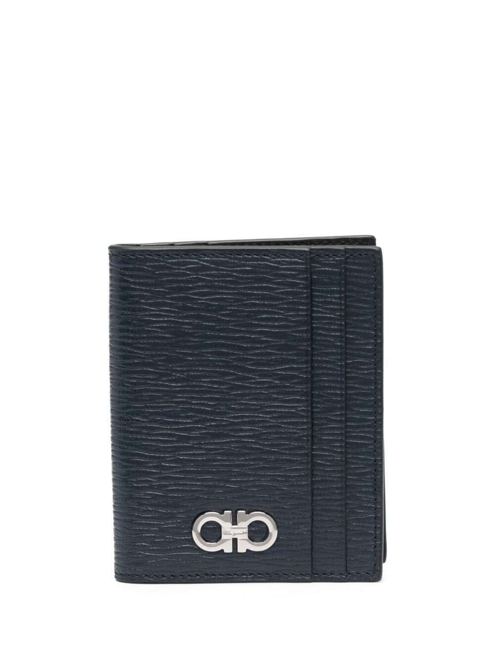 Blue Cardholder with Gancini Metal Logo on the Front in Leather for Men Blu Calf Products