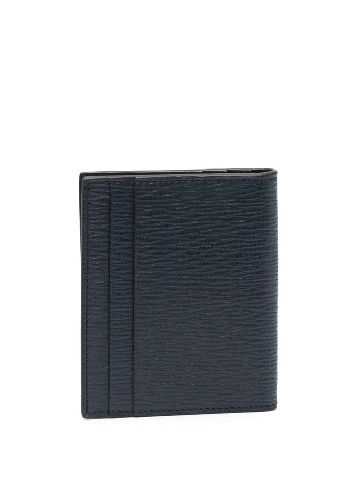 Blue Cardholder with Gancini Metal Logo on the Front in Leather for Men Blu Calf Products