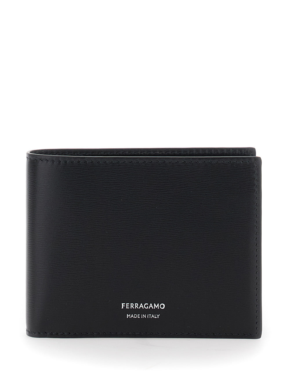 Black Wallet Florence Bi-Fold with Logo Lettering on the Front in Leather for Men Calf Products