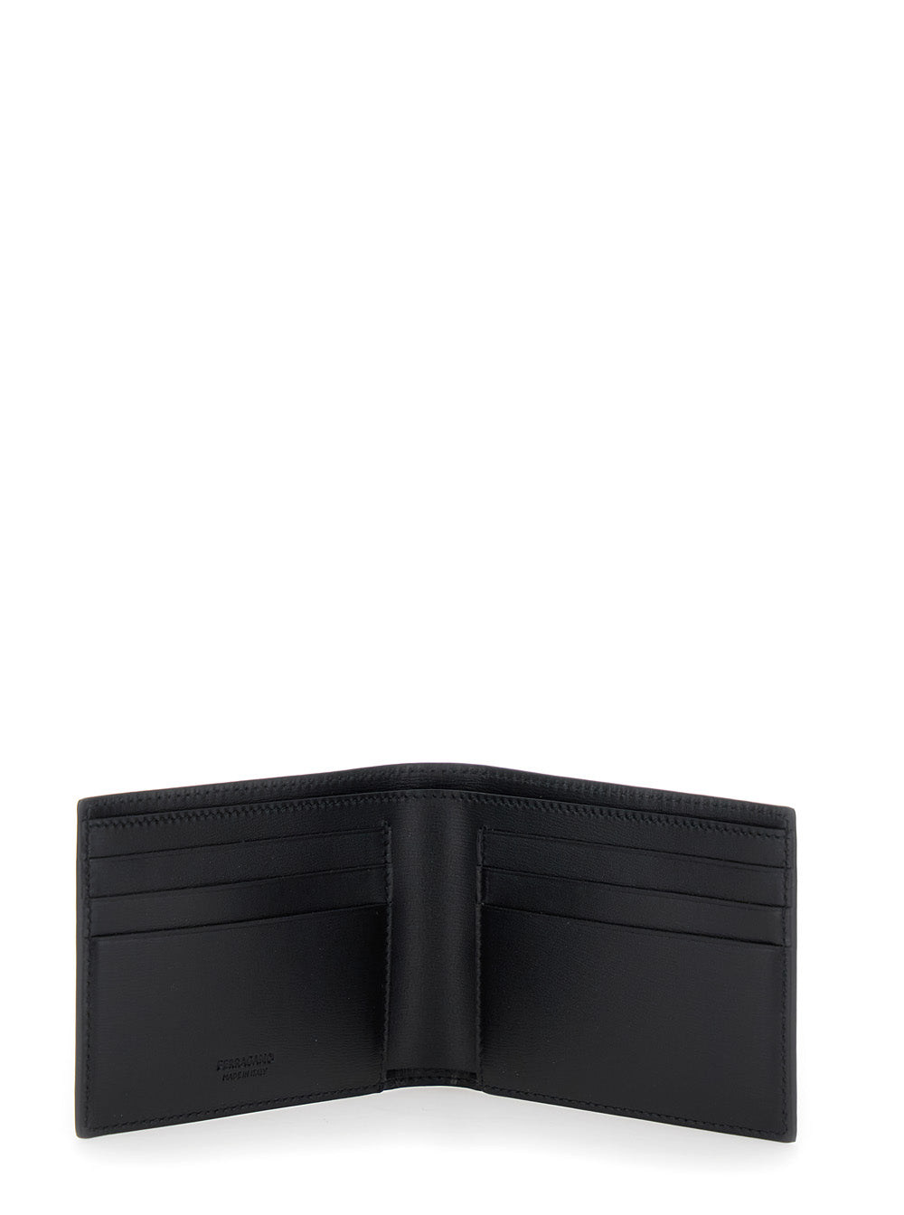 Black Wallet Florence Bi-Fold with Logo Lettering on the Front in Leather for Men Calf Products