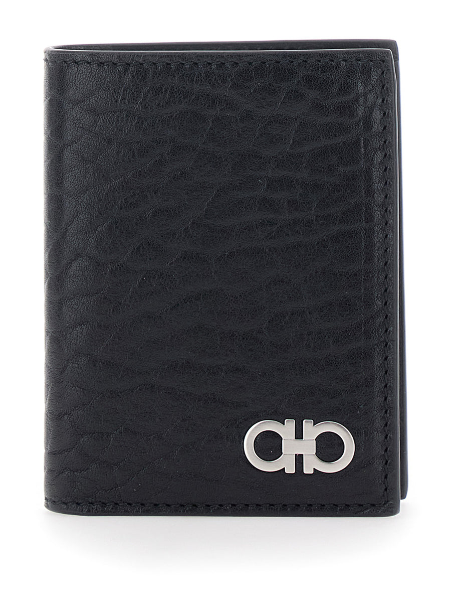 Bi-Fold Wallet Gancini Black Leather Calf