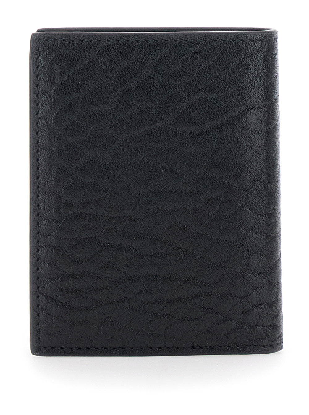 Black Bi-Fold Wallet with Gancini Plaque on the Front in Leather Man Calf Products