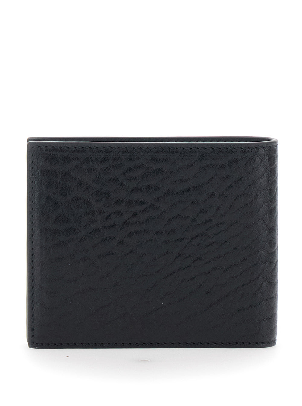 Revival Black Wallet with Gancini Buckle on the Front in Grained Leather Man Calf Products