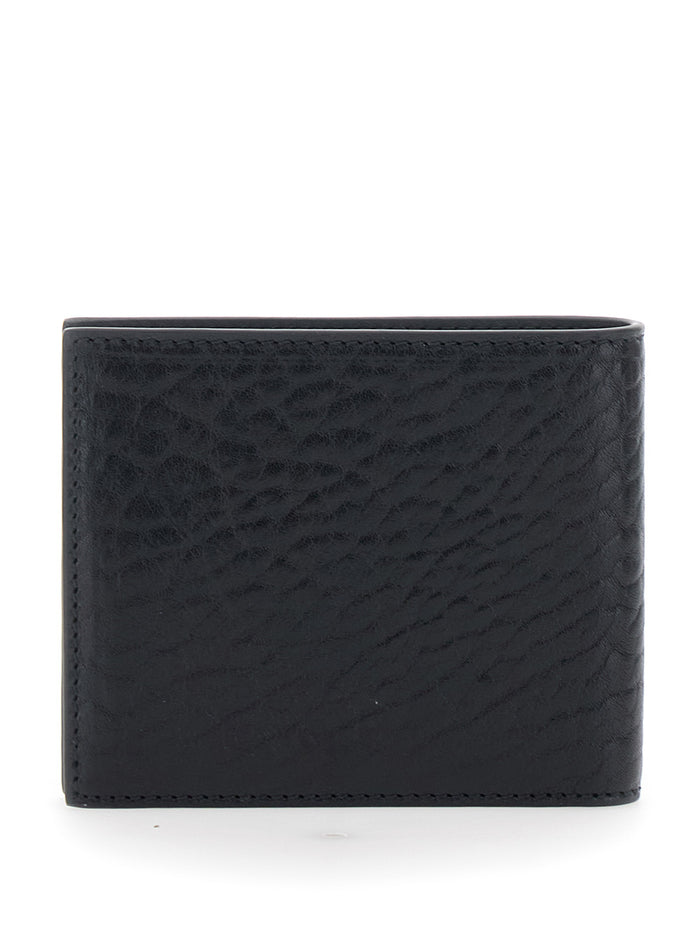 Revival Black Wallet with Gancini Buckle on the Front in Grained Leather Man Calf Products
