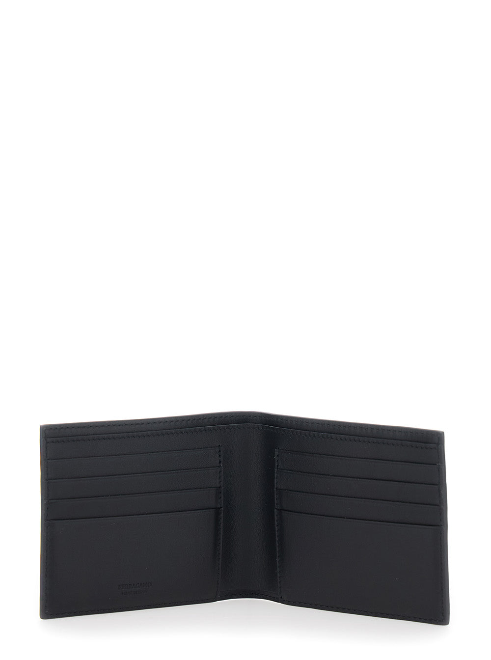 Revival Black Wallet with Gancini Buckle on the Front in Grained Leather Man Calf Products