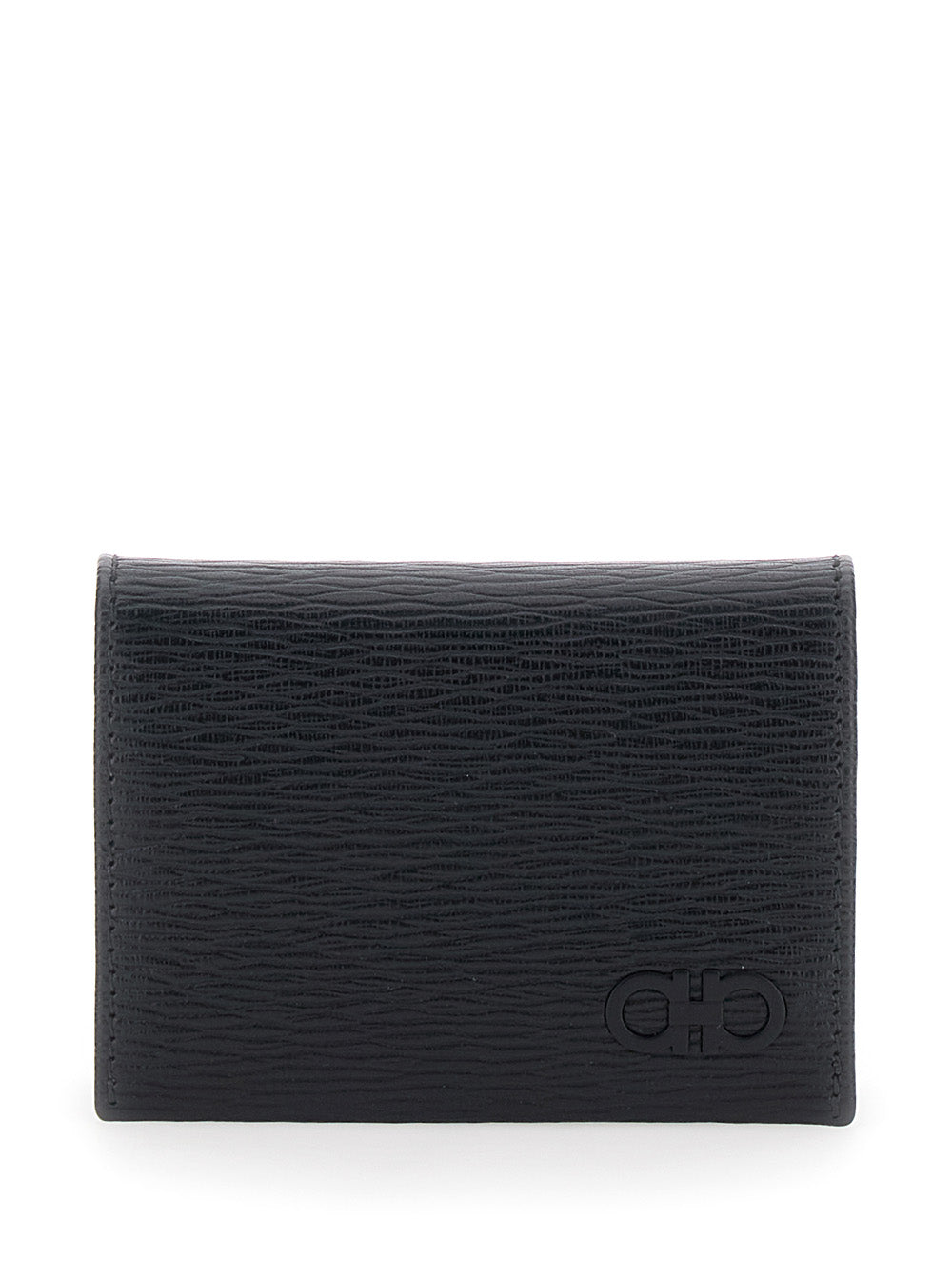Revival Black Cardholder with Gancini buckle on Tone-on-Tone in Leather Man Calf Products