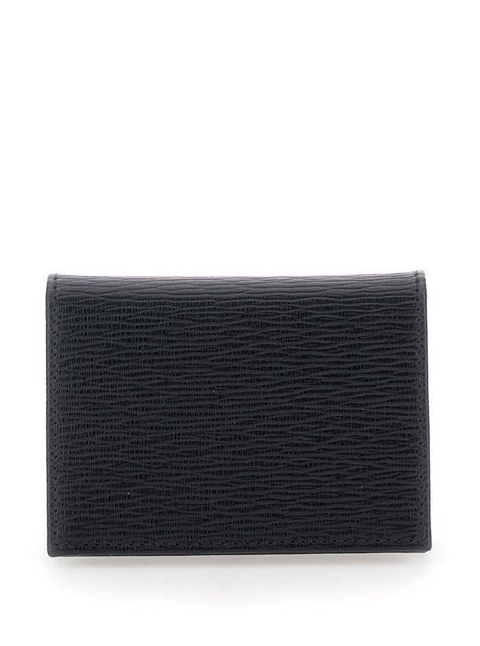 Revival Black Cardholder with Gancini buckle on Tone-on-Tone in Leather Man Calf Products
